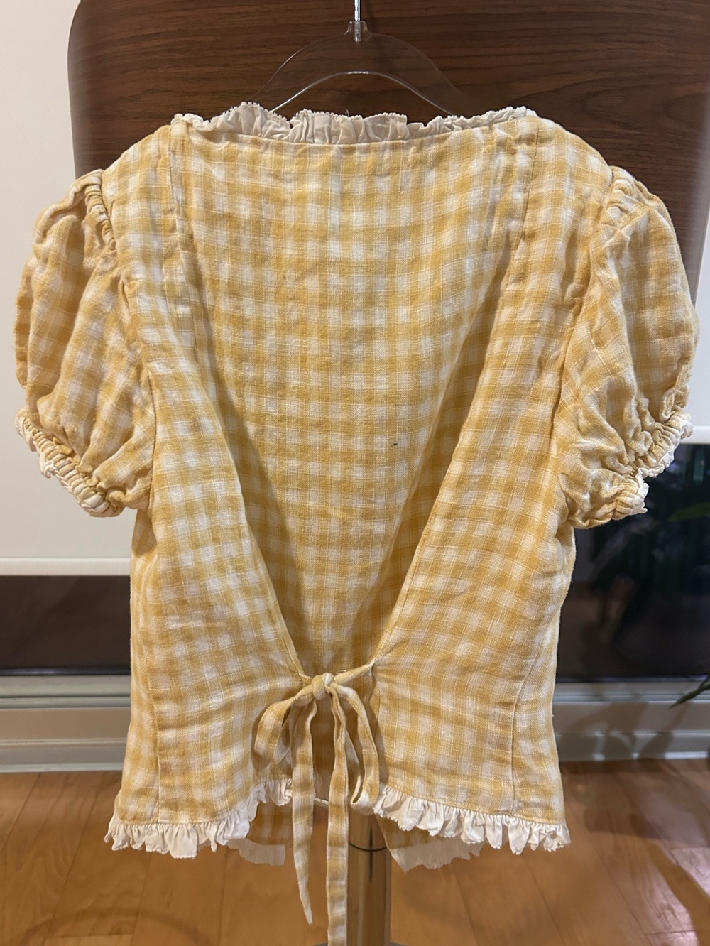 Reformation Rosemary linen top in sunshine check - Picture 3 of 3